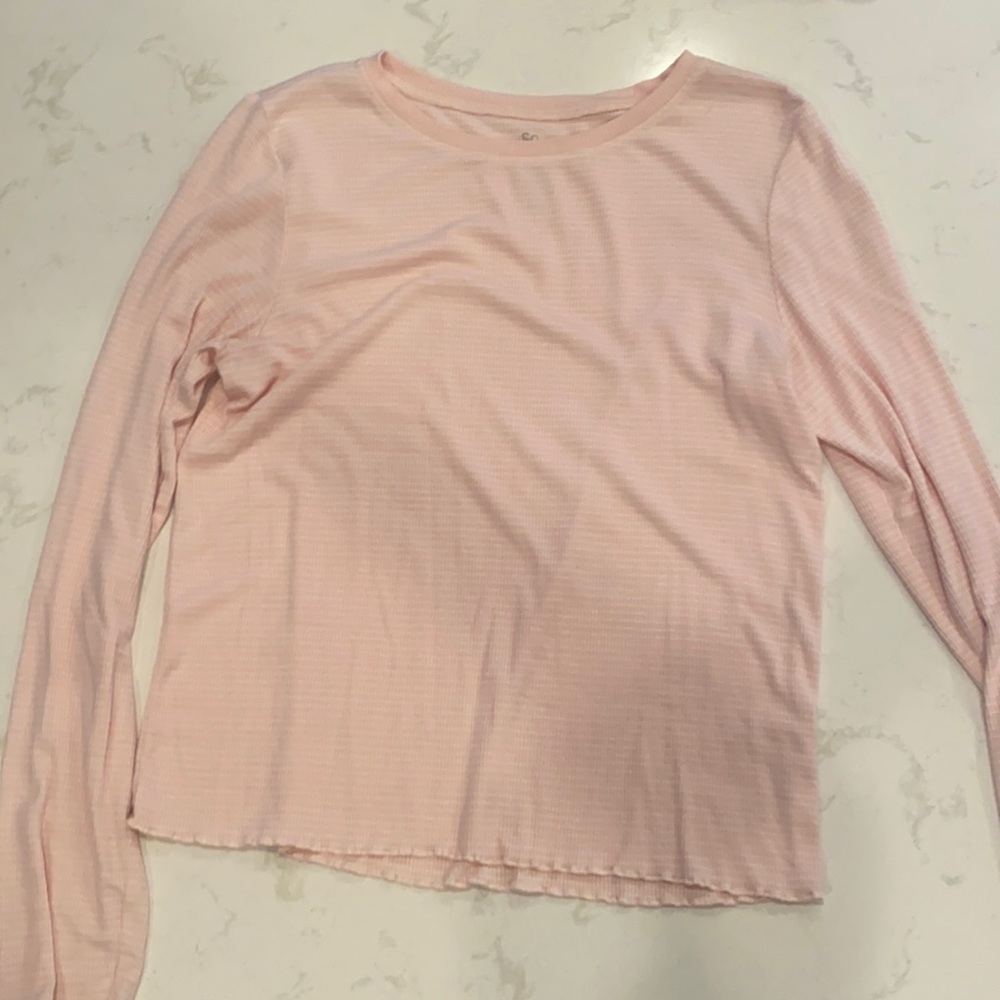 pink striped long sleeve top
